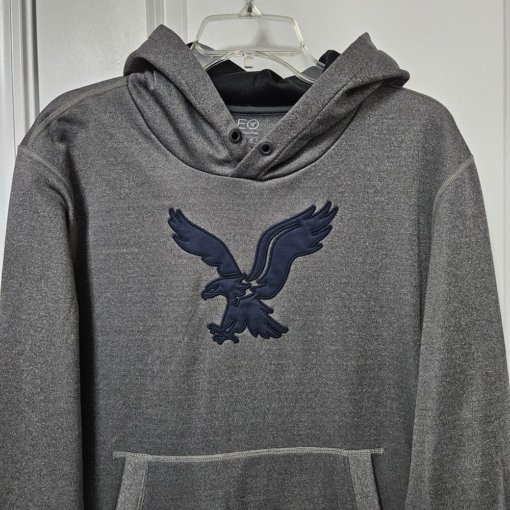 American Eagle Hoodie Mens Large Gray Eagle Logo Performance Pullover Sweatshirt